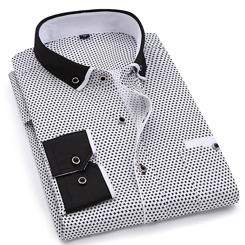 Men’s fashion long-sleeved printed shirt