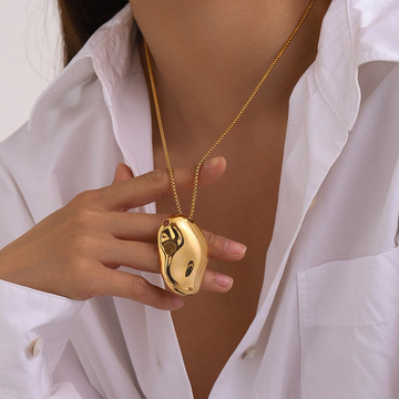 Irregular concave hammer patterned necklace titanium steel necklace ornament